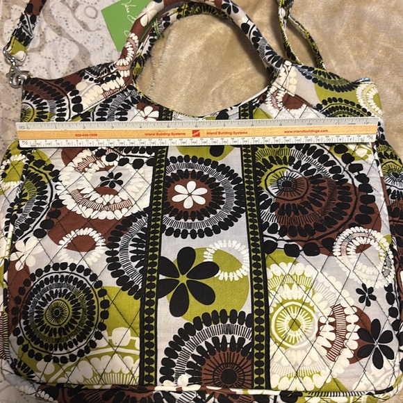 Vera Bradley NWT 2013 Cocoa Moss bag/purse/tote plus double side cap - Picture 14 of 16